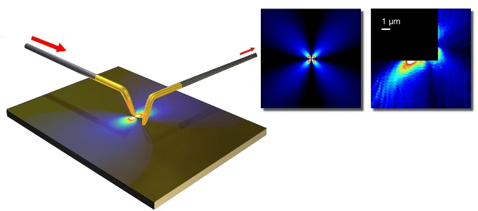 Fig.1. Polarization resolved near-field mapping of plasmonic dipole by the Dual-SNOM setup. 